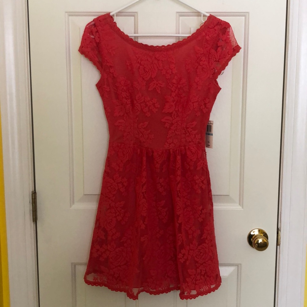 Coral lace dress